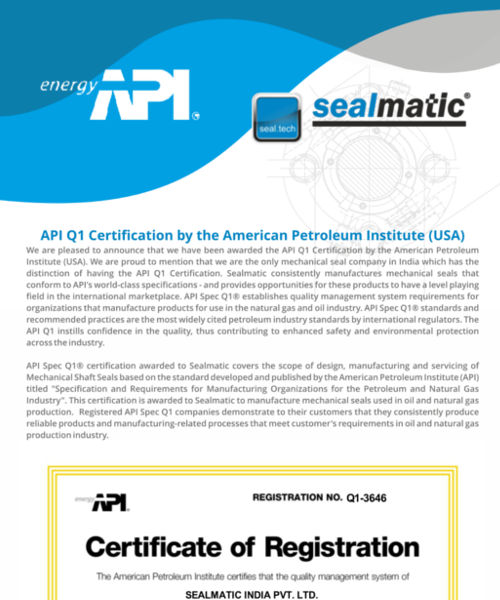 API Q1 Certification by the American Petroleum Institute